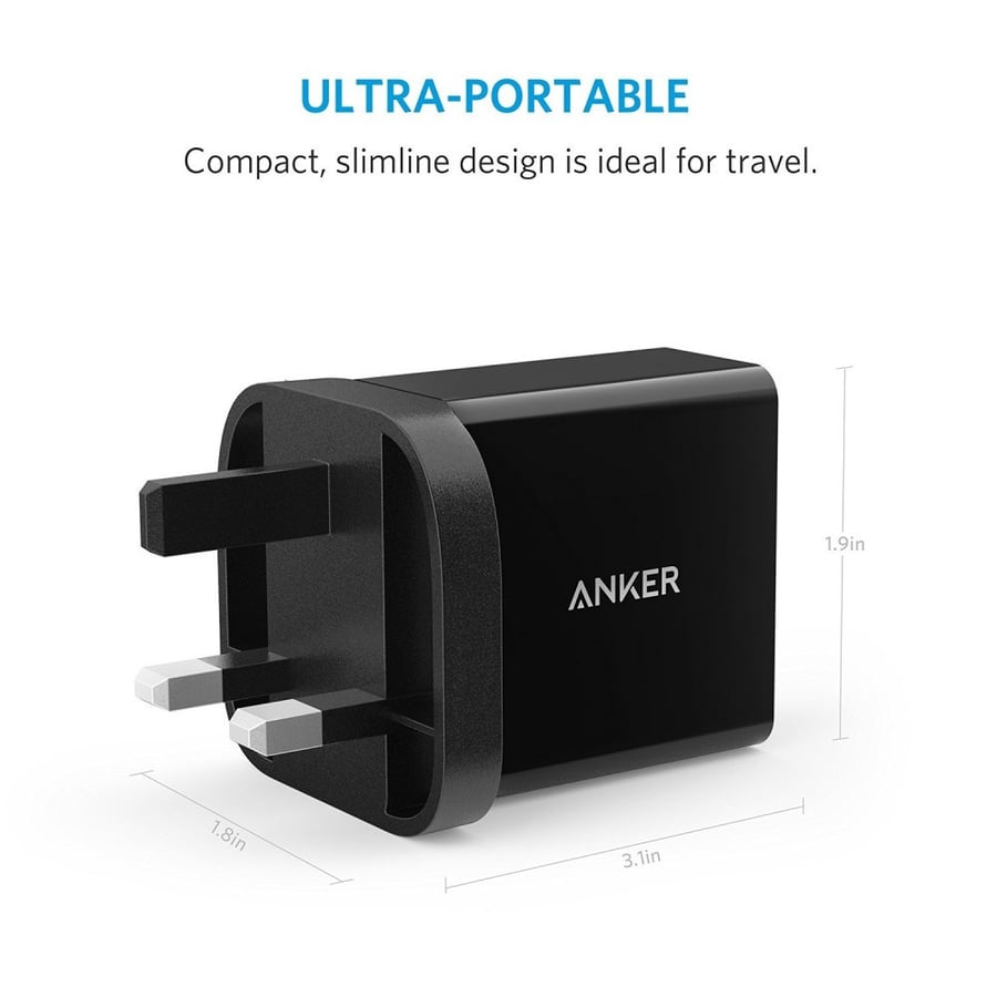 Inkar - PowerPort+ wall charger with 18-watt power and USB port - black