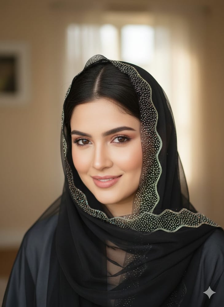 طرحة تل مترين بكرستال من الأطراف