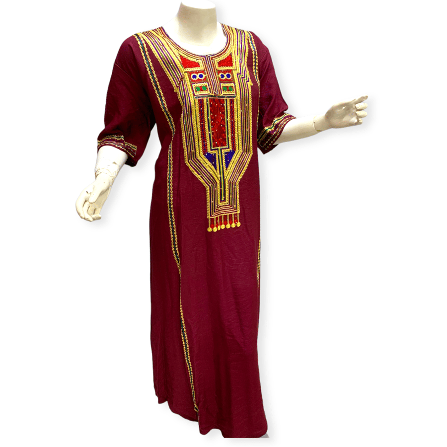 جلابية عسيري ملونة تطريز امام
