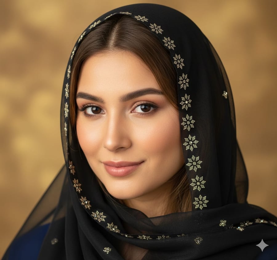 طرحة تل مترين بكرستال من الأطراف
