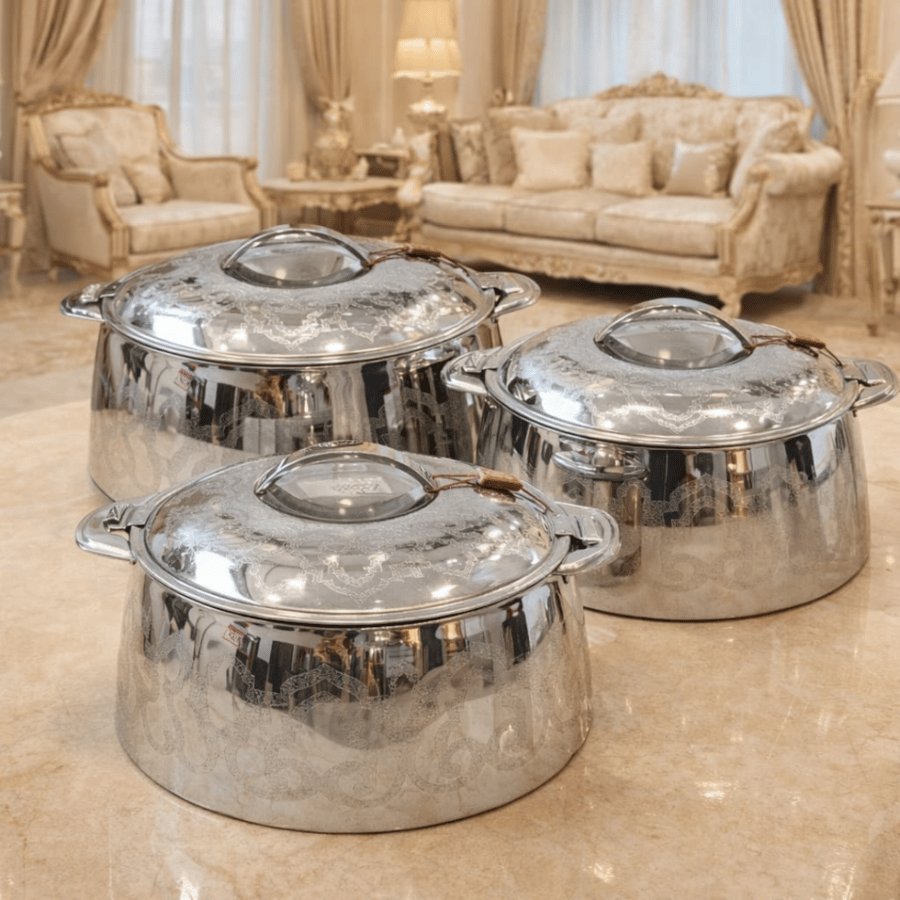 طقم حافظات طعام هندي فاخر – ستانلس ستيل أصلي بجودة عالية (3 قطع)