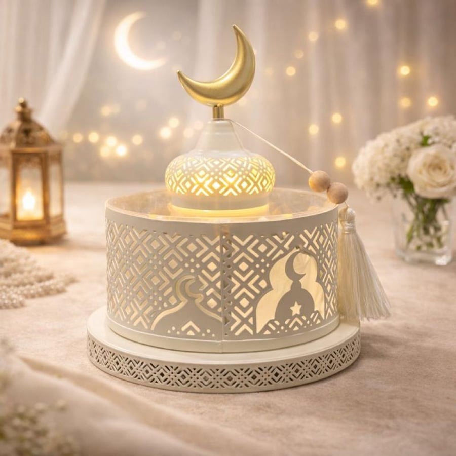 صحن تقديم رمضاني صغير *بغطاء اكريلك مضيئ