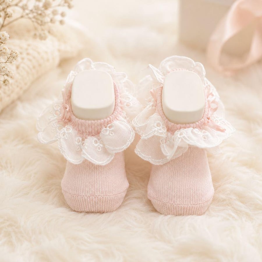 شراب وردي مزين بالدانتيل بتصميم Royal Lace من BAMO BABY