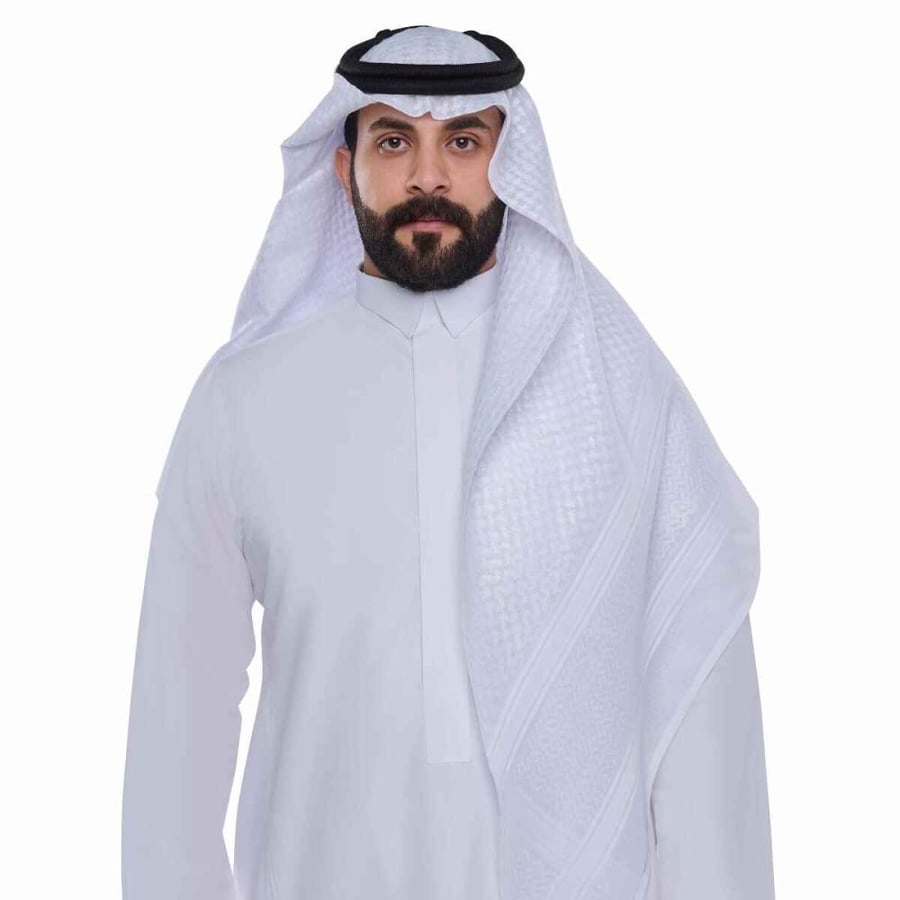 شماغ العجلان الذهبي رجالي أبيض