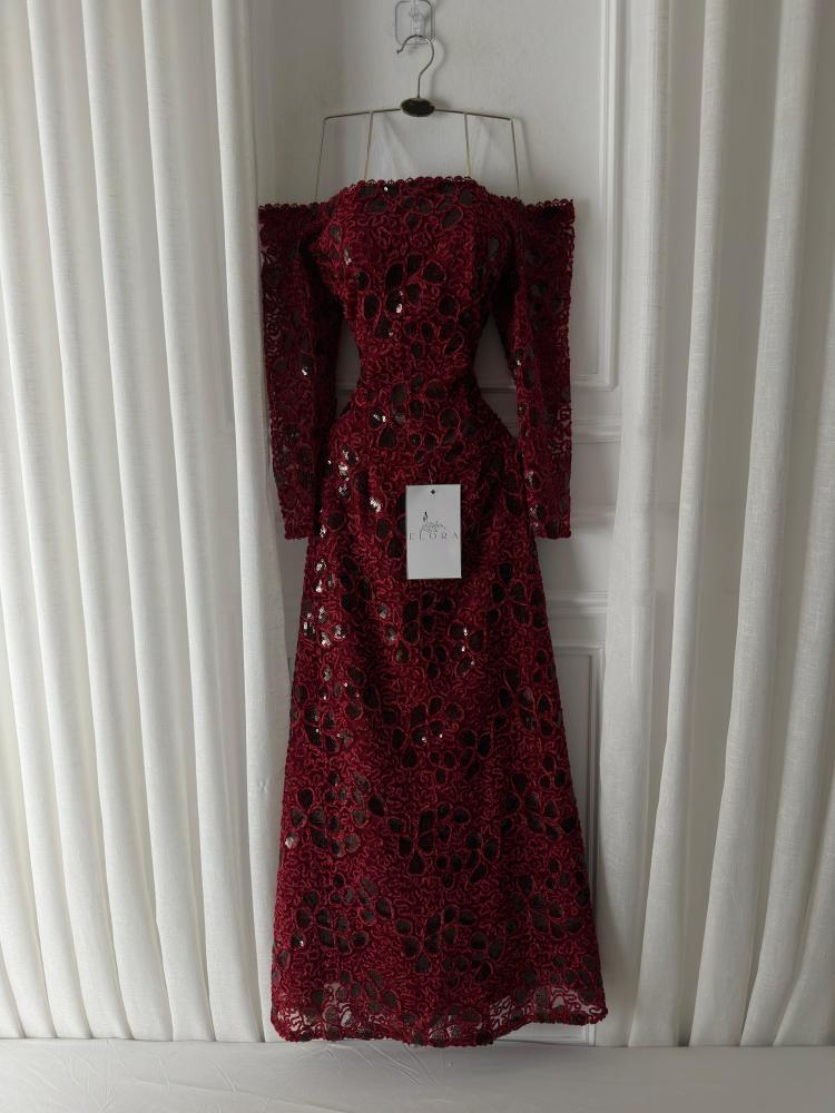 A shiny evening dress that is modest
