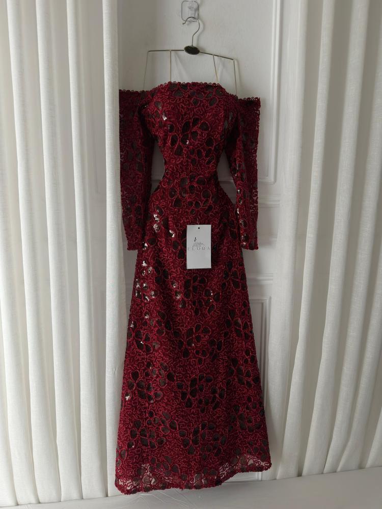 A shiny evening dress that is modest