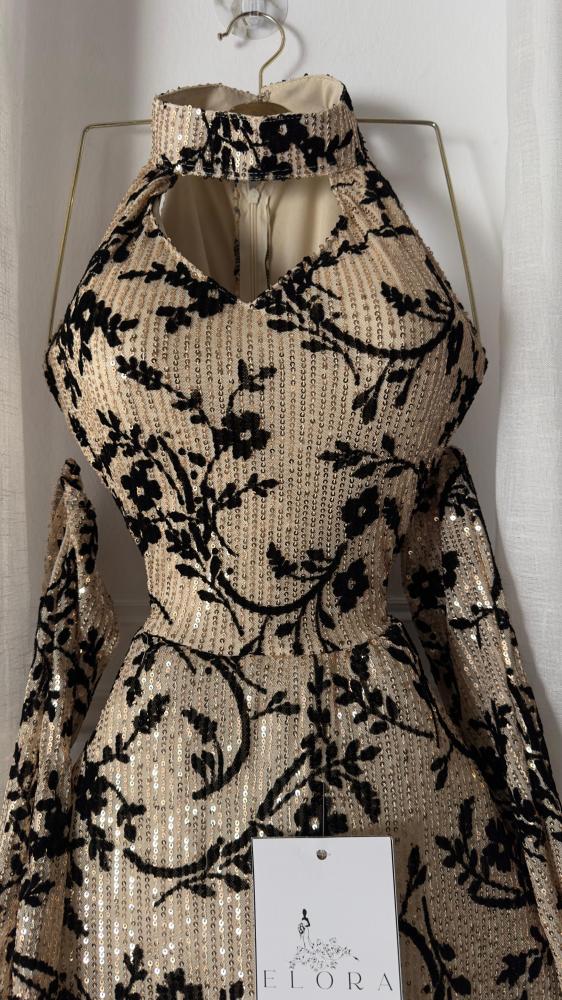 A floral evening dress