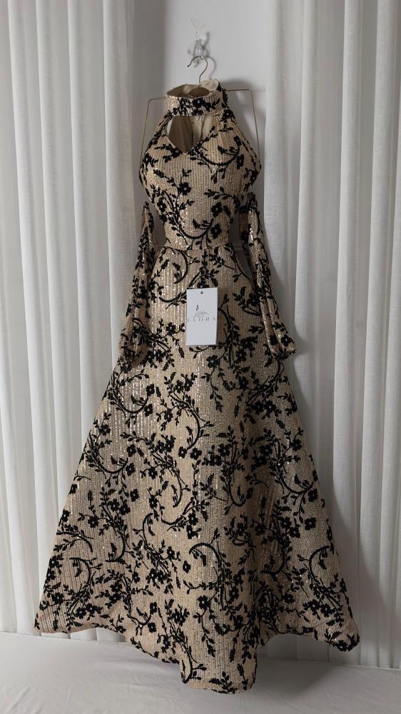 A floral evening dress
