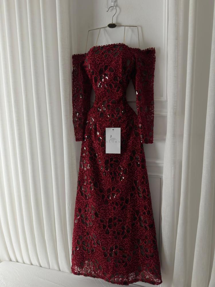 A shiny evening dress that is modest