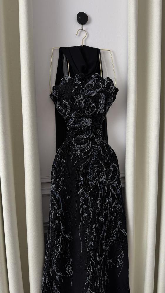 Black royal dress embroidered