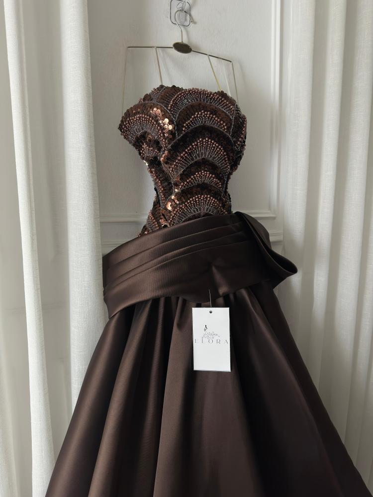 Evening dress Mikado with hand embroidery
