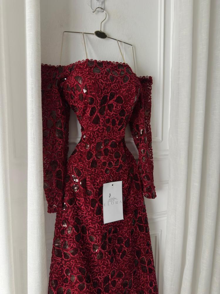 A shiny evening dress that is modest