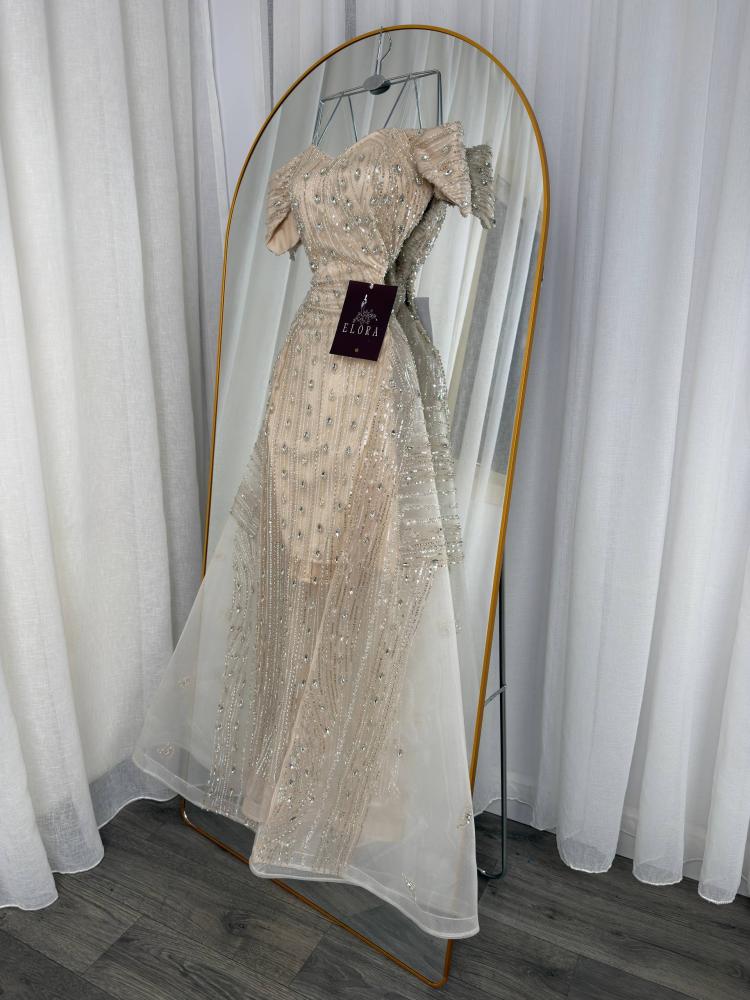 Evening dress, elegant embroidery, off shoulder