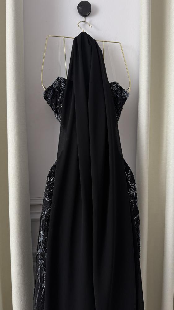 Black royal dress embroidered