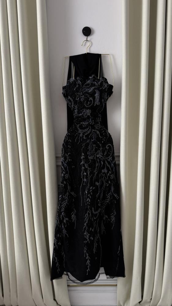 Black royal dress embroidered