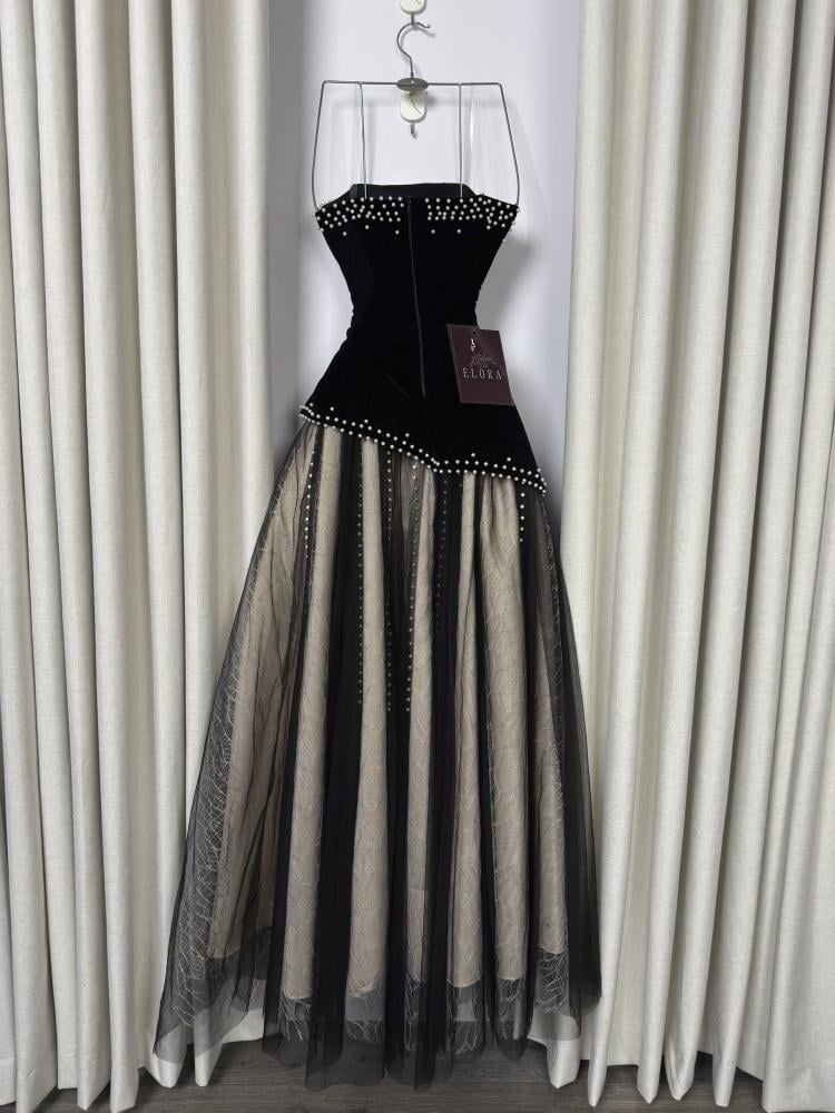 Elegant black velvet dress