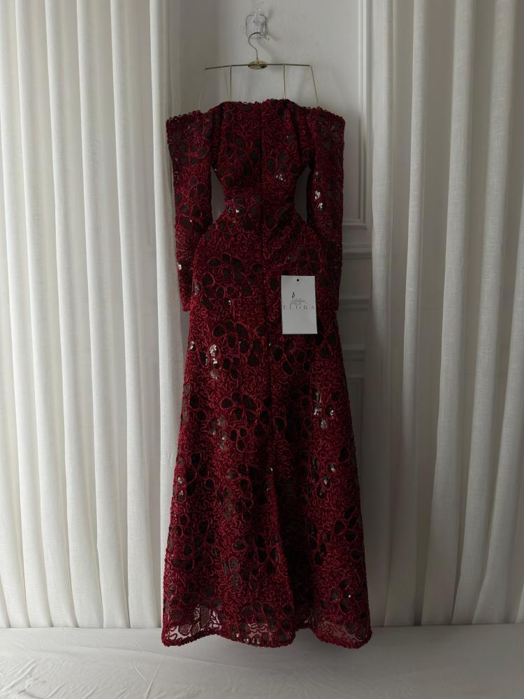 A shiny evening dress that is modest
