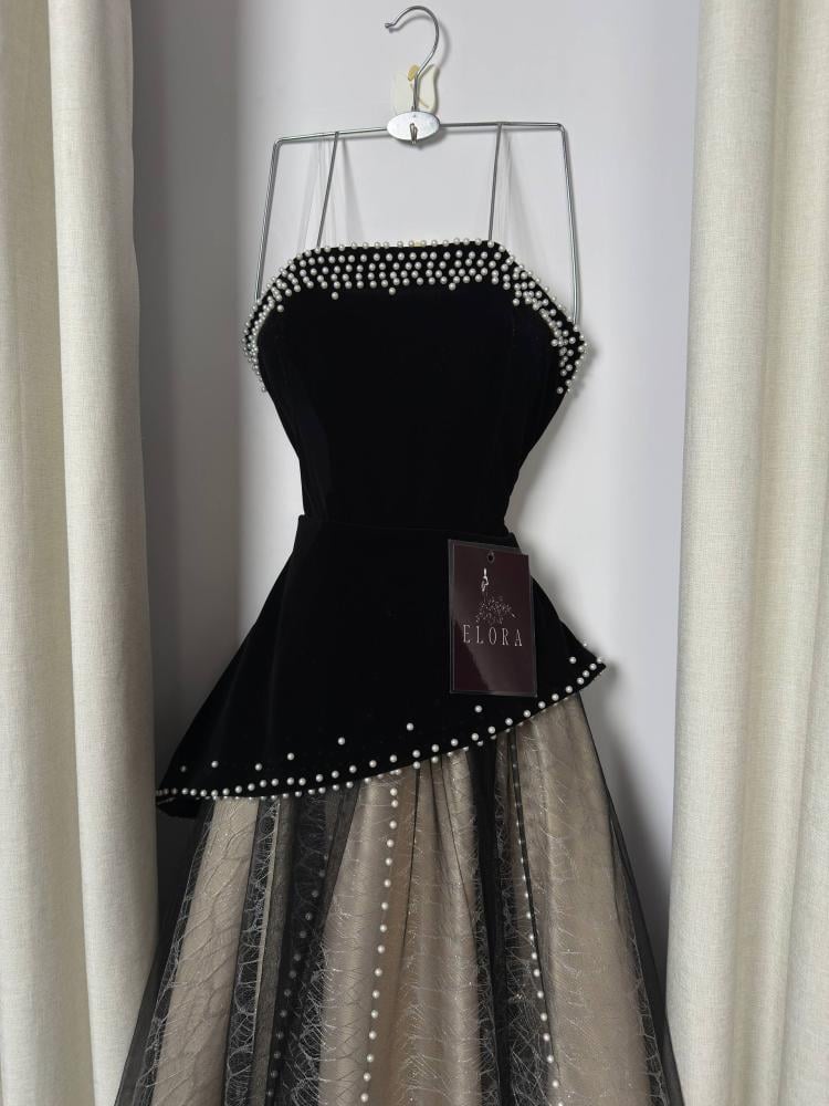 Elegant black velvet dress