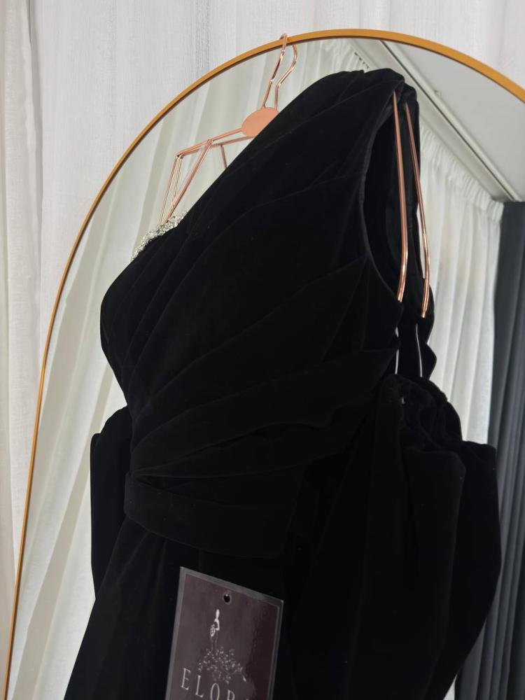 Black velvet dress with embroidery