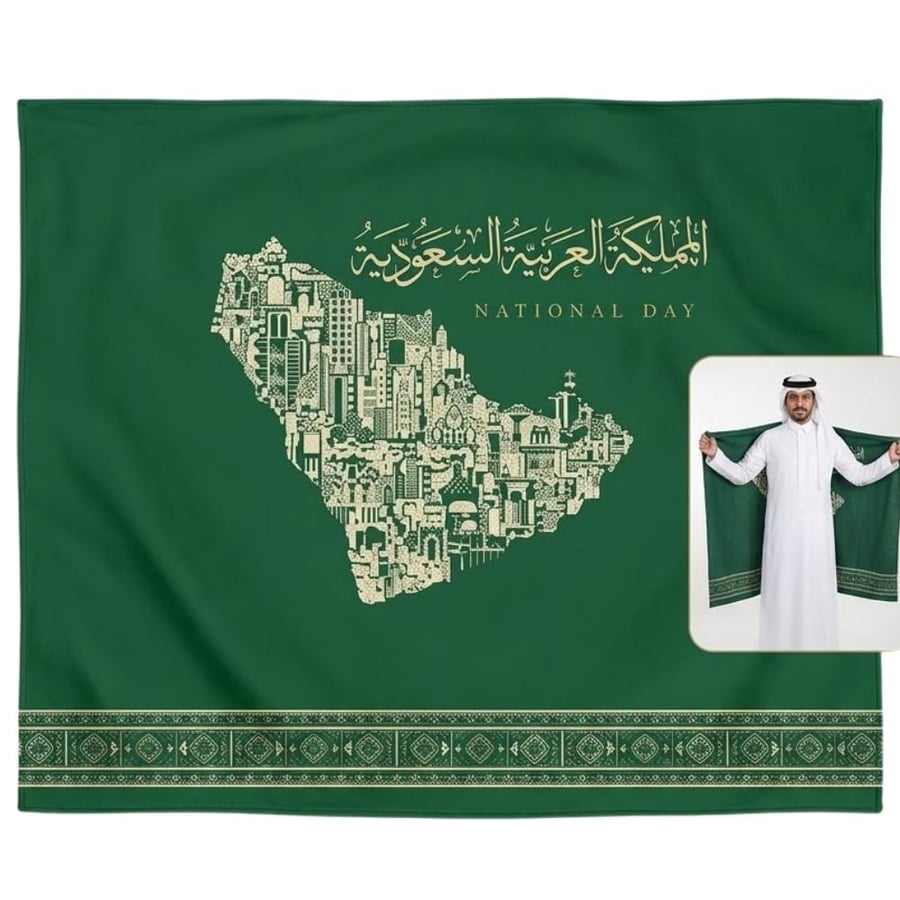 شال اليوم الوطني السعودي بخريطة المملكة