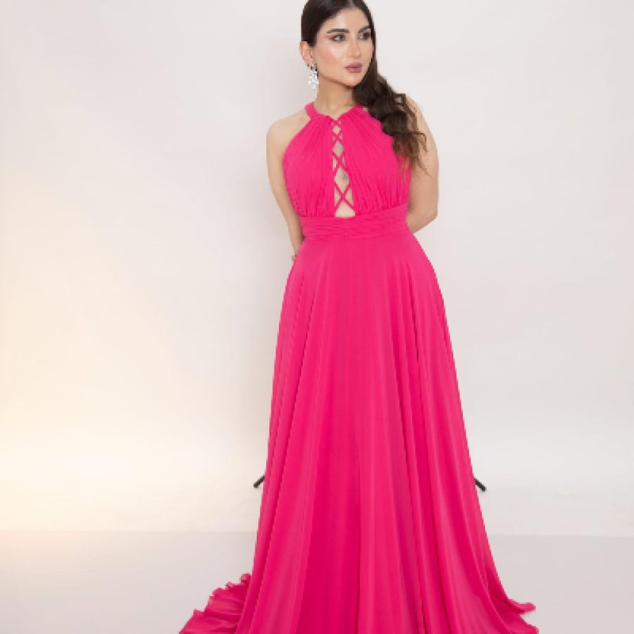 فستان سهره شيفون فوشي