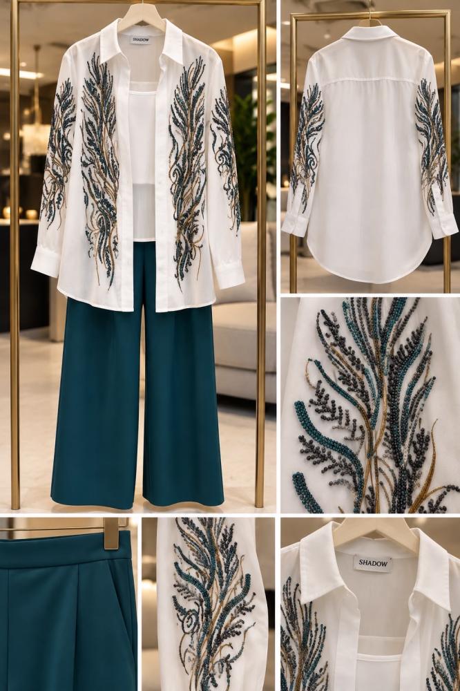 A three-piece embroidered set