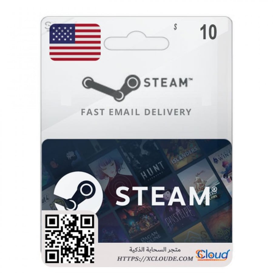 حصري بطاقة شحن ستيم 10 دولار أمريكي رخيث وفوري من السحابة الذكية Steam