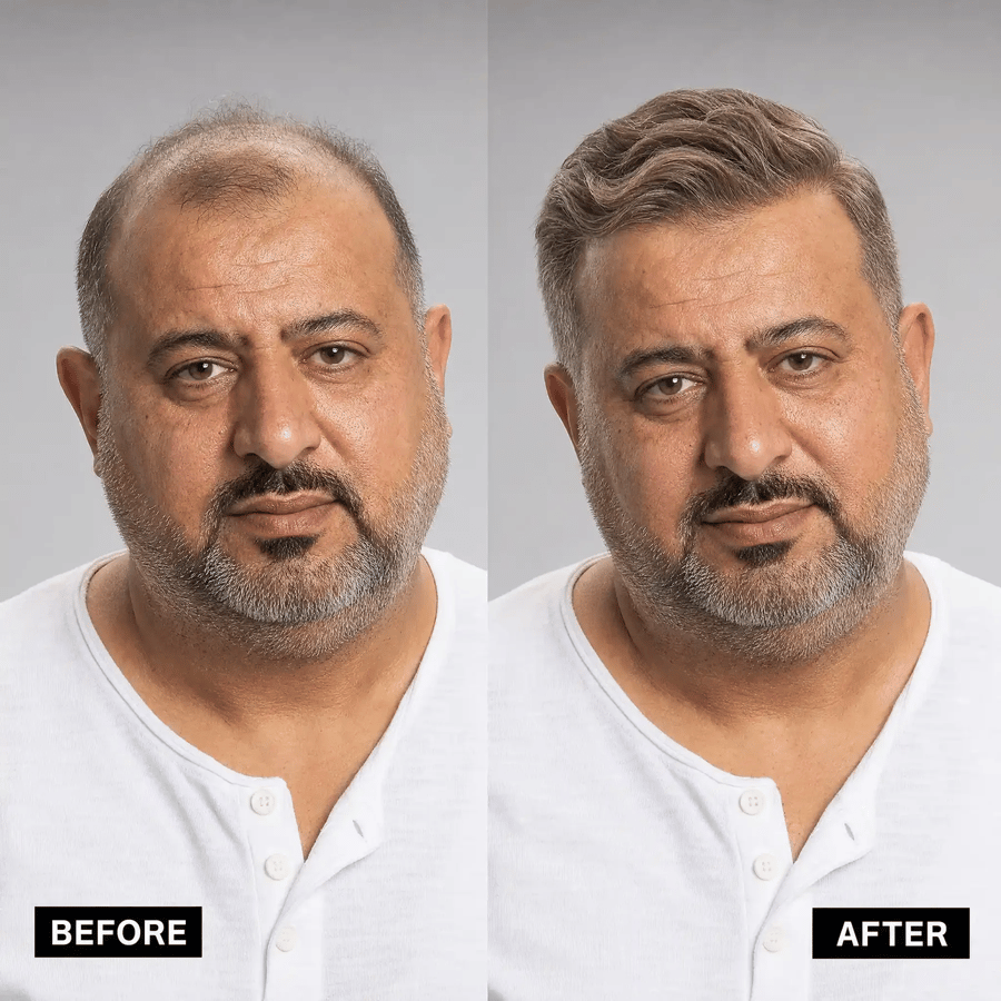 باروكة شعر طبيعي للرجال بالشبكة الفرنسية (مع أطراف بولي)  ٦*٨ انش/ ٧*٩ انش/ ٨*١٠ انش