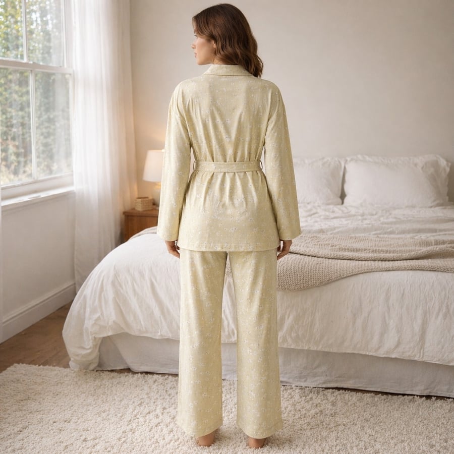 بيجامة حريمى 3 قطع قطن ليكرا مع روب pyjamoda 120006