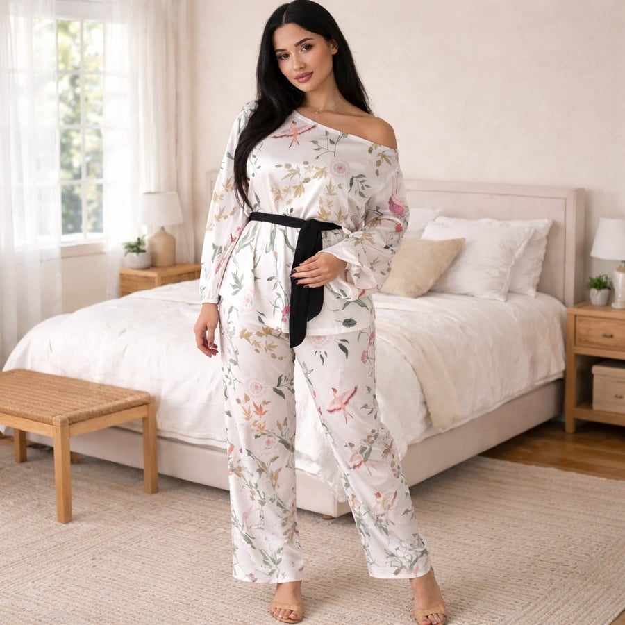 بيجامة حريمى ستان مشجر pyjamoda 120009