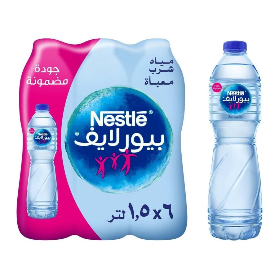 نستله بيور لايف مياه 1.5لتر × 6 عبوات
