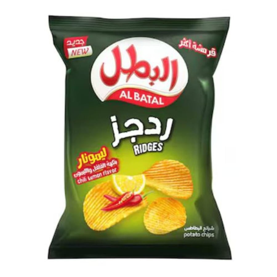 البطل شرائح البطاطس ردجز بنكهة الفلفل والليمون 155جم
