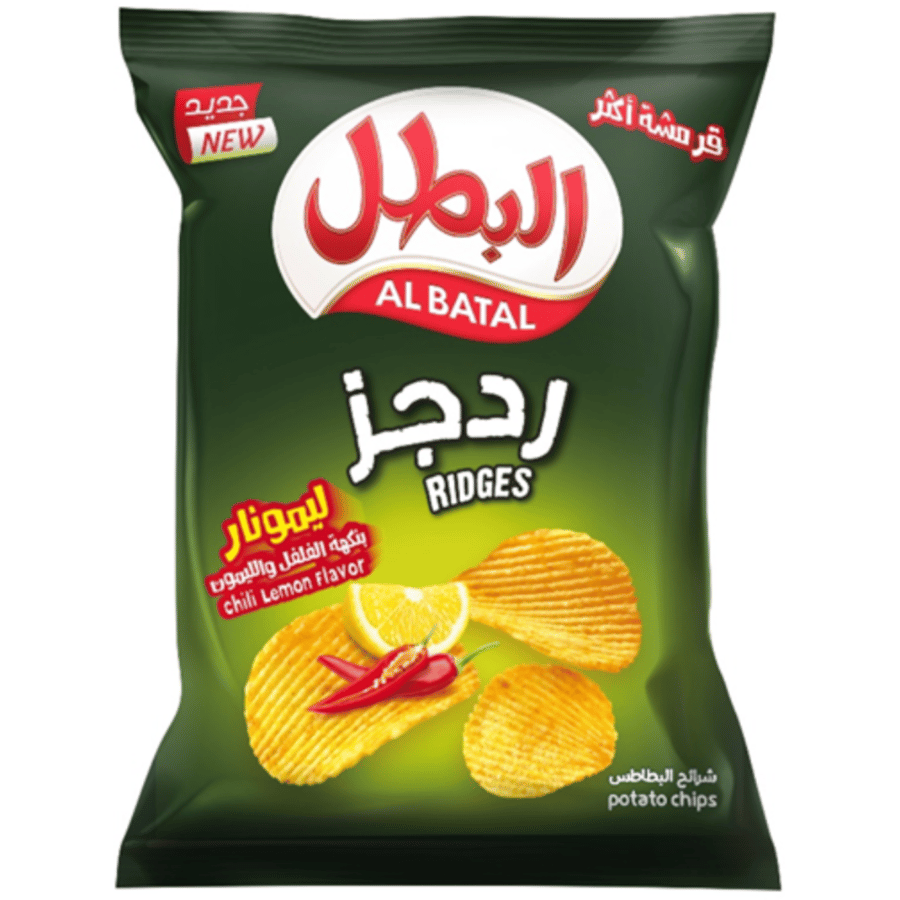 البطل شرائح البطاطس ردجز بنكهة الفلفل والليمون 155جم