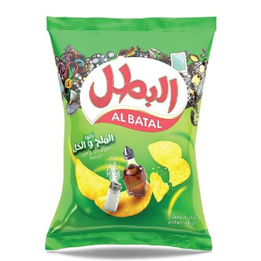 البطل شرائح البطاطس بالملح والخل 110 جم + (20% زيادة مجانية)