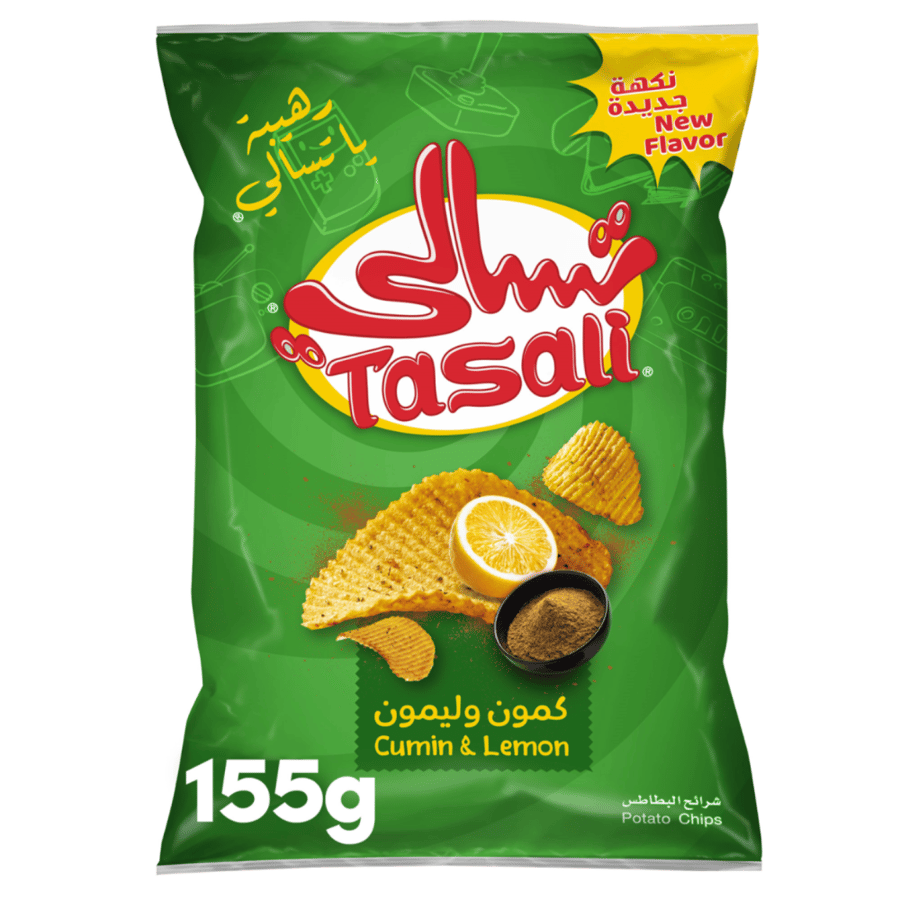 تسالي شرائح بطاطس  بالكمون والليمون 155 جم