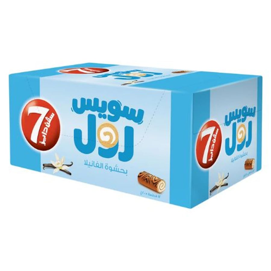 سفن دايز سويس رول بحشوة الفانيلا جامبو رول 6×55 جم