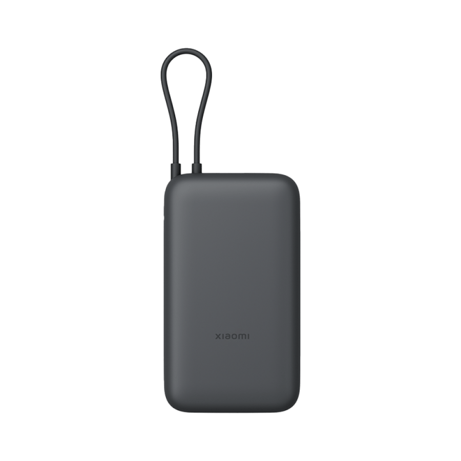 باور بنك شاومي مع سلك مدمج بمنفذ USB-C ومنفذ USB بسعة 20000 مللي أمبير وبقوة 22.5 واط - رمادي