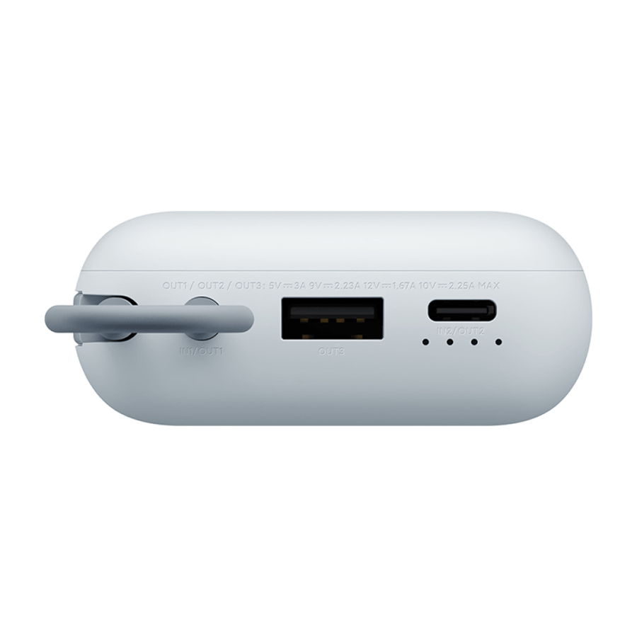 باور بنك شاومي بمنفذ USB ومنفذ USB-C وسلك مدمج USB-C بسعة 10000 مللي أمبير وبقوة 22.5 واط  - أزرق فاتح