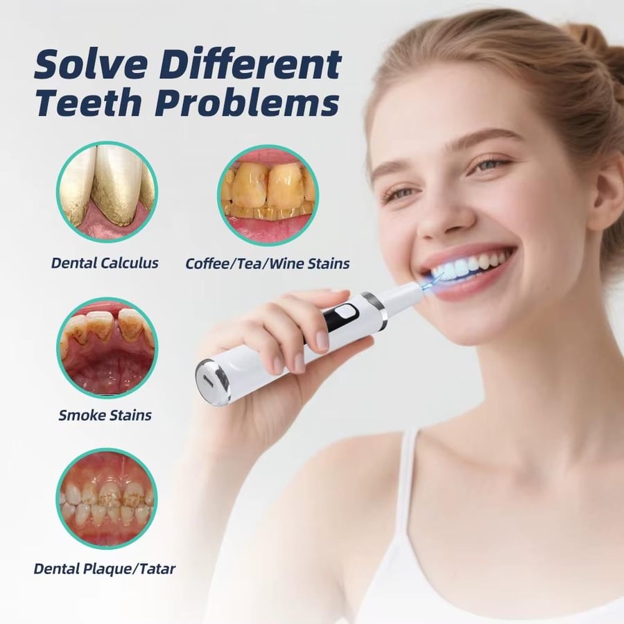 Home teeth whitening device with ultrasonic waves