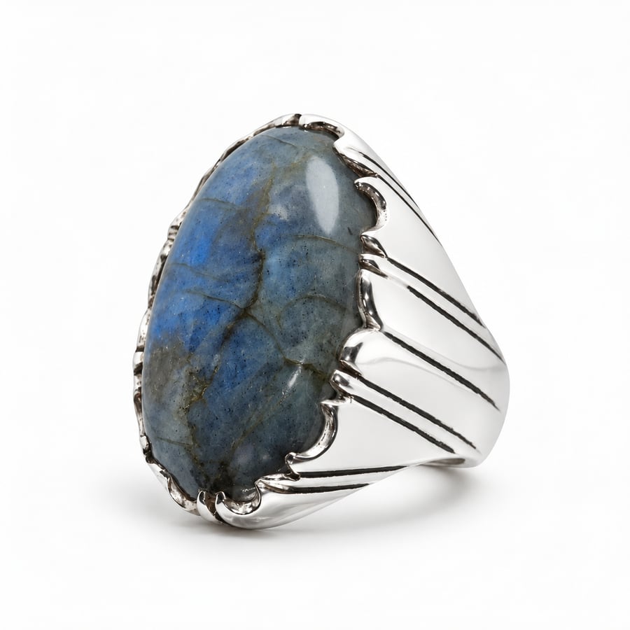 Natural peacock stone ring