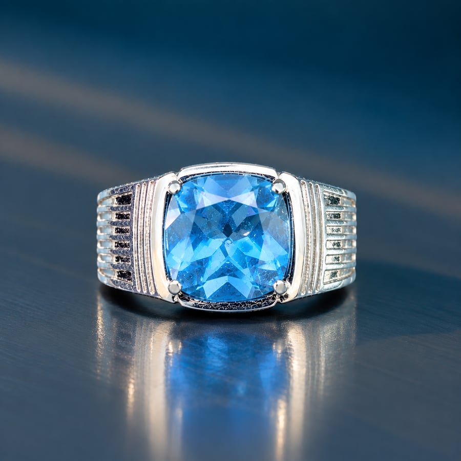 Swiss blue topaz ring