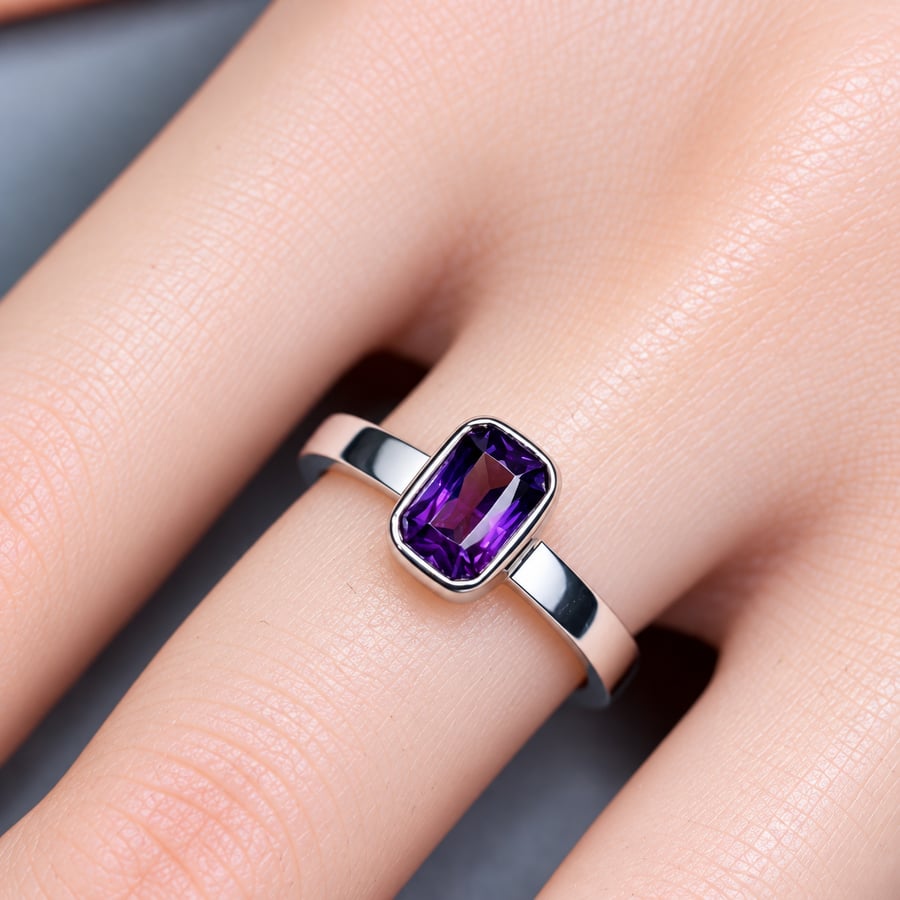 Natural Royal Purple Spinel Ring – Rectangle Cushion