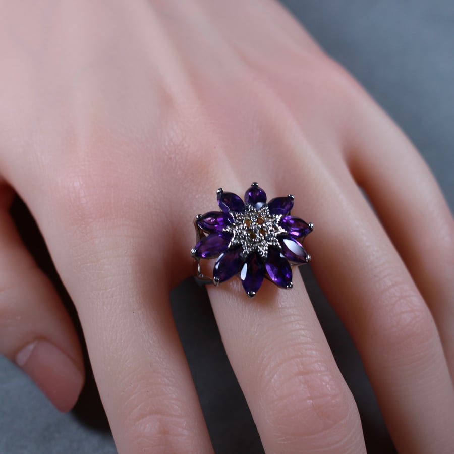 Amethyst and natural yellow sapphire ring