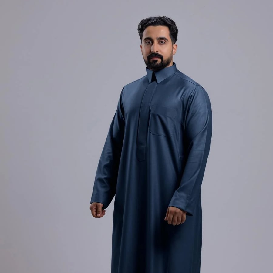 ثوب الدفه شتوي قلاب سحاب كحلي فاتح