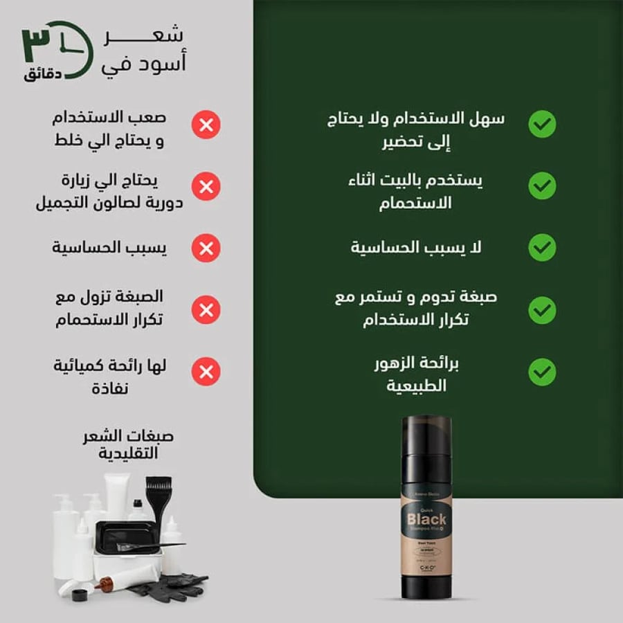 شامبو صبغ الشعر اسود أمينو بيوتين كويك بلاك بلاس 150 جرام من سي كي دي