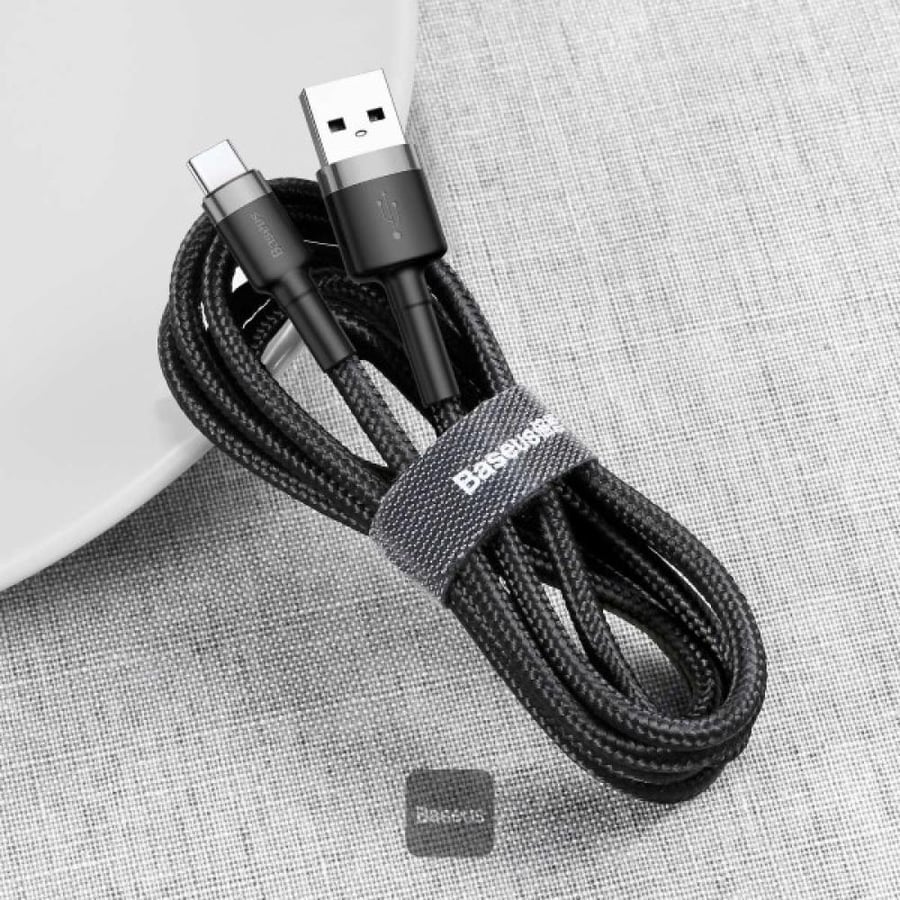 كابل بيانات Baseus Cafule Series USB-A إلى Type-C، 2 أمبير، 2 متر - أسود