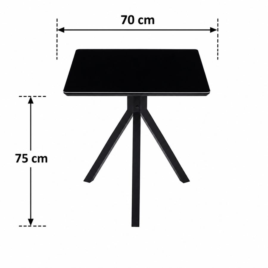 طاولة كافيه بديل سيراميك مربع T-03 BLACK 70*70