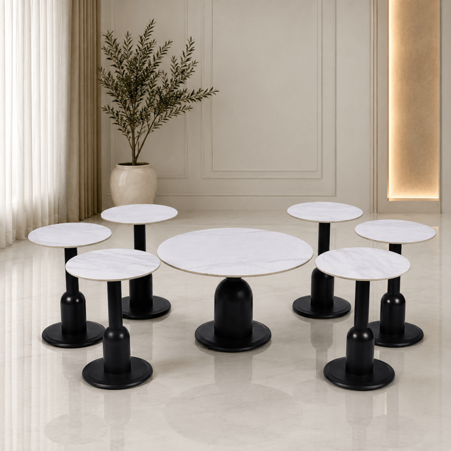 طقم طاولة شاي سيراميك دائري 1 6 B 1044 M BLACK