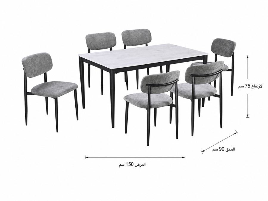 طاولة طعام رخام 6 كرسي M-028 GREY/GREY