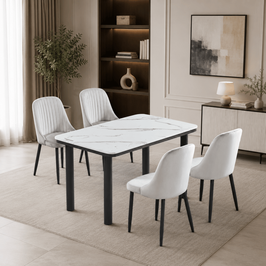 طاوله طعام رخام 4 كرسي M 018 GREY